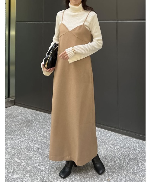 [低身長サイズ有]起毛ツイル切り替えデザインキャミワンピース（ワンピース）｜Re:EDIT（リエディ）