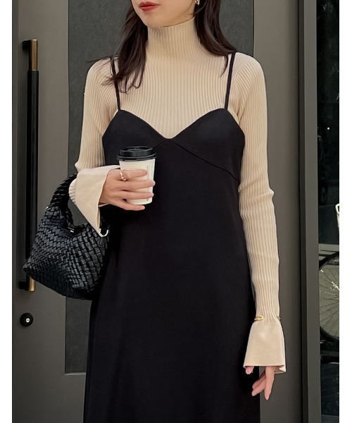 [低身長サイズ有]起毛ツイル切り替えデザインキャミワンピース（ワンピース）｜Re:EDIT（リエディ）