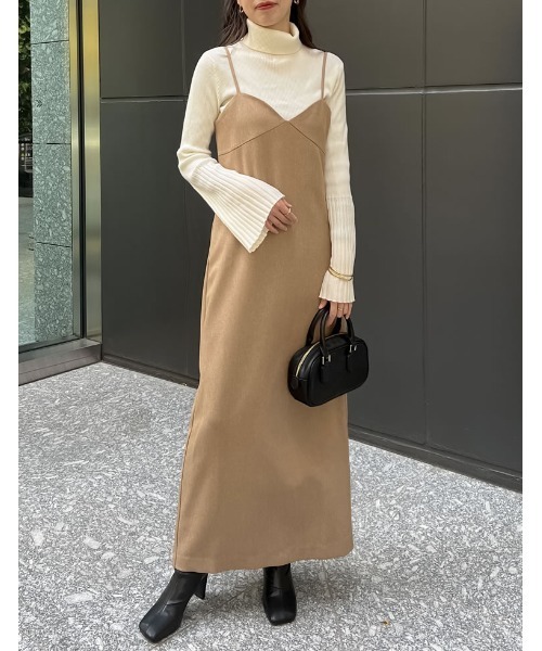 [低身長サイズ有]起毛ツイル切り替えデザインキャミワンピース（ワンピース）｜Re:EDIT（リエディ）