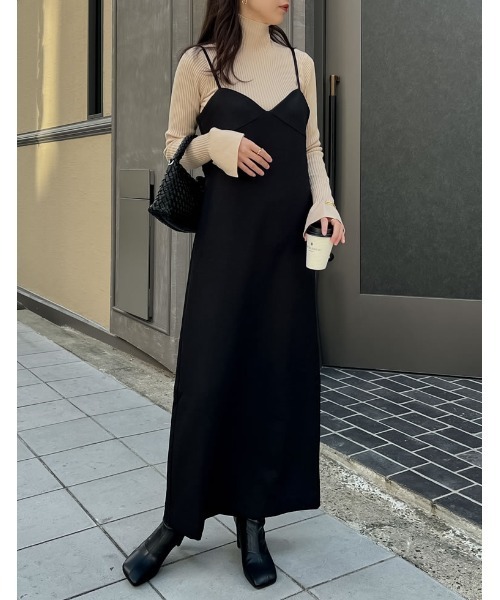 [低身長サイズ有]起毛ツイル切り替えデザインキャミワンピース（ワンピース）｜Re:EDIT（リエディ）