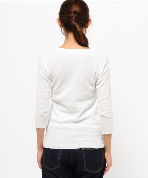 OUTLET(アウトレット)の「【Sheta】ワッフルヘンリーネック(Tシャツ/カットソー・レディース・グレー/カーキ/ホワイト・FREE)」の10枚目の写真