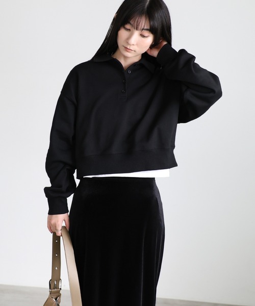 セール】ショートポロスウェットトップス（スウェット）｜select MOCA
