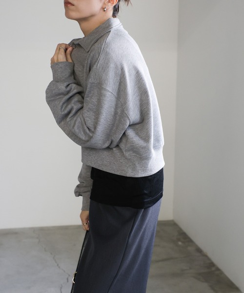 select MOCA(セレクトモカ)の「ショートポロスウェットトップス(スウェット・レディース・オフホワイト/グレー/ブラック・FREE)」の11枚目の写真