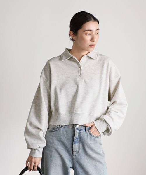 select MOCA(セレクトモカ)の「ショートポロスウェットトップス(スウェット・レディース・オフホワイト/グレー/ブラック・FREE)」の18枚目の写真