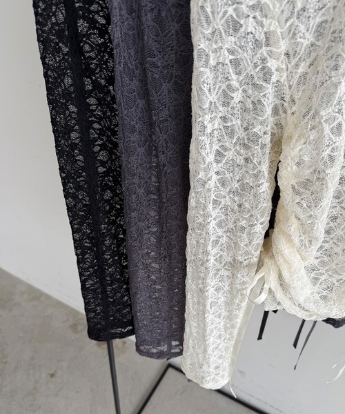 callautia（カラウティア）の「サイドギャザーレーストップス（Tシャツ/カットソー・レディース・チャコール/ブラック/アイボリー・LARGE/SMALL/MEDIUM）」の5枚目の写真