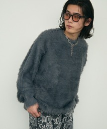 Shoowtime | Shaggy mohair like loose crew neck knit / シャギーモヘアライク ルーズクルーネックニット(ニット/セーター)