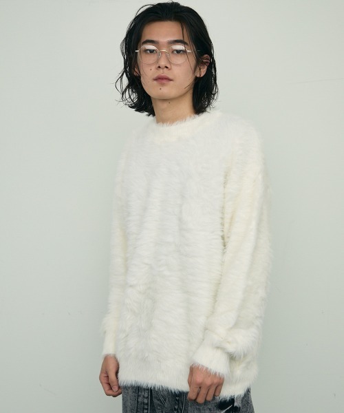 Shoowtime(ショウタイム)の「Shaggy mohair like loose crew neck knit / シャギーモヘアライク ルーズクルーネックニット(ニット/セーター・メンズ・ホワイト/グレー/ブラック・MEDIUM/LARGE/X-LARGE/SMALL)」の20枚目の写真