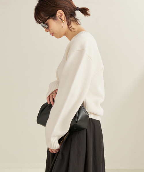 PLAGE SQUARE SHOULDER ワイド ニット ホワイト 美品 plage（プラージュ）の「SQUARE SHOULDER ニット（ニット/セーター
