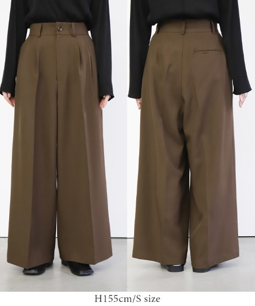 select MOCA by son（セレクトモカバイソン）の「センタープレスタックワイドスラックス【セットアップ対応】（スラックス・レディース・ベージュ/ブラック/ブラウン/アイボリー/グレー・SMALL/MEDIUM/LARGE）」の18枚目の写真