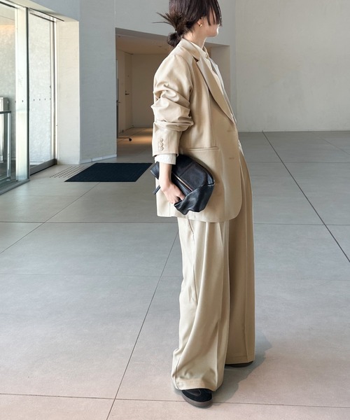 select MOCA by son（セレクトモカバイソン）の「センタープレスタックワイドスラックス【セットアップ対応】（スラックス・レディース・ベージュ/ブラック/ブラウン/アイボリー/グレー・SMALL/MEDIUM/LARGE）」の11枚目の写真