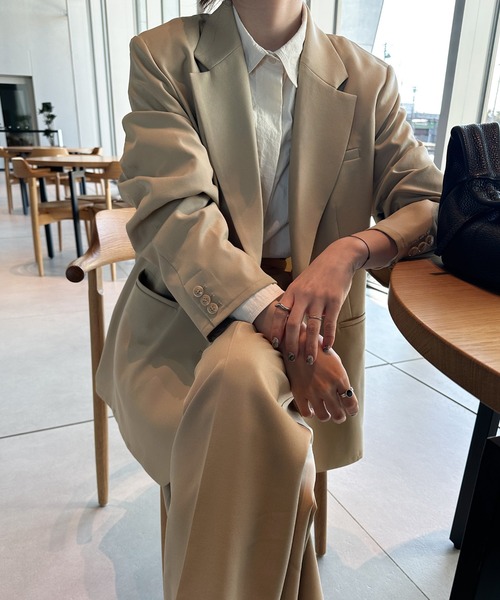 select MOCA by son（セレクトモカバイソン）の「センタープレスタックワイドスラックス【セットアップ対応】（スラックス・レディース・ベージュ/ブラック/ブラウン/アイボリー/グレー・SMALL/MEDIUM/LARGE）」の12枚目の写真