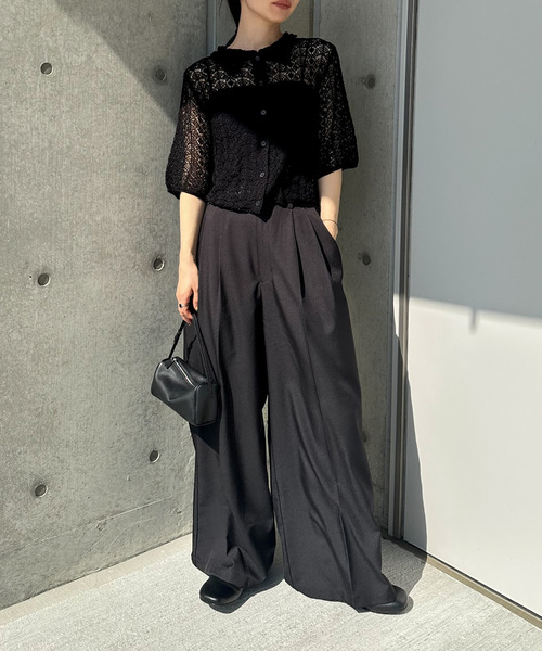 セール】センタープレスタックワイドスラックス（スラックス）｜select