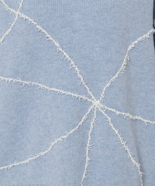 mysty woman（ミスティウーマン）の「線描きリボンニットプルオーバー 292374（ニット/セーター・レディース・ライトグレー/ブラック/ライトブルー/オフホワイト・FREE）」の8枚目の写真