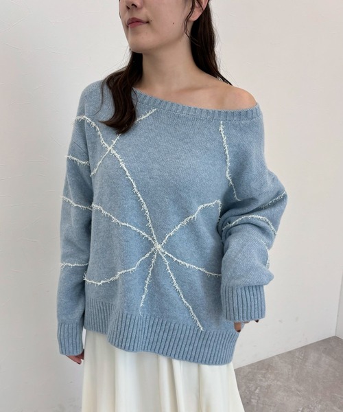ニット セーター リボンノットデザインニット/アイボリー レディース FOREVER21 ニット セーター 「2024FW」リボンジャガードニット