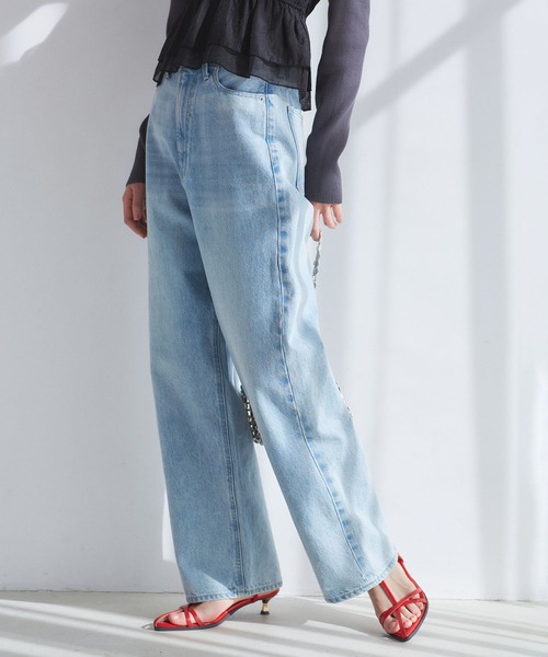 VIS(ビス)の「【洗える】ハイウエストルーズワイドデニム(デニムパンツ・レディース・サックスブルー/ブルー・M/S)」の9枚目の写真