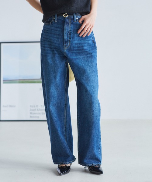 VIS(ビス)の「【洗える】ハイウエストルーズワイドデニム(デニムパンツ・レディース・サックスブルー/ブルー・M/S)」の4枚目の写真