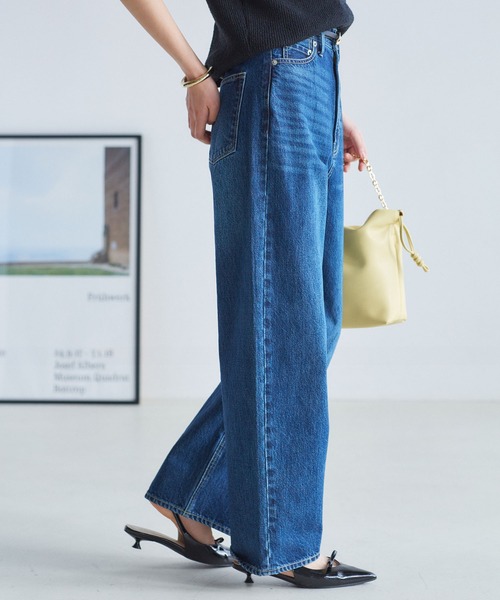 VIS(ビス)の「【洗える】ハイウエストルーズワイドデニム(デニムパンツ・レディース・サックスブルー/ブルー・M/S)」の3枚目の写真