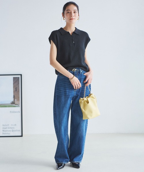 VIS(ビス)の「【洗える】ハイウエストルーズワイドデニム(デニムパンツ・レディース・サックスブルー/ブルー・M/S)」の5枚目の写真