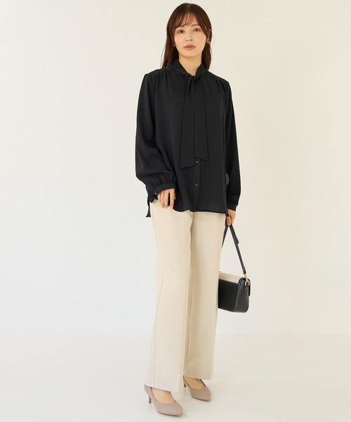 INCEDE（インシード）の「3WAY ピン付きボウタイブラウス（シャツ/ブラウス・レディース・ブラック/オフホワイト/ベージュ・M/L/LL）」の9枚目の写真