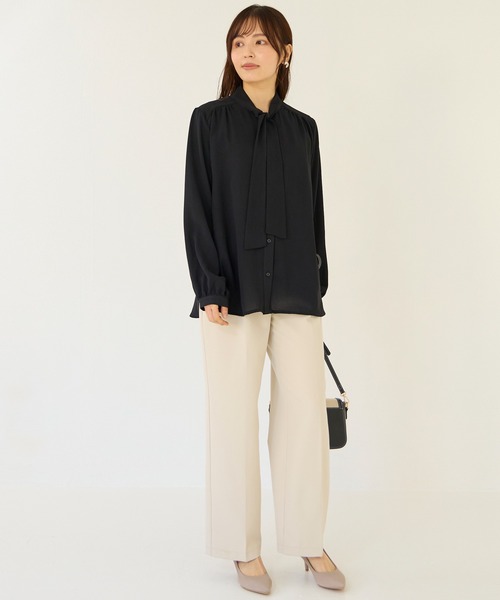 INCEDE（インシード）の「3WAY ピン付きボウタイブラウス（シャツ/ブラウス・レディース・ブラック/オフホワイト/ベージュ・M/L/LL）」の10枚目の写真