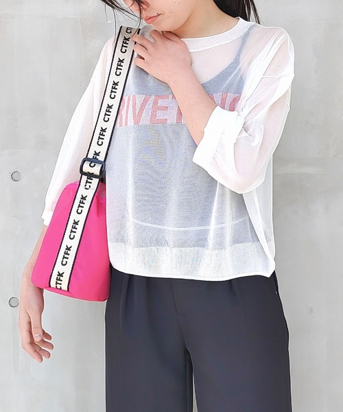 Q(キュー)の「シアーJQロゴニット(ニット/セーター・レディース・ホワイト/ライム/ブルー・MEDIUM)」の5枚目の写真