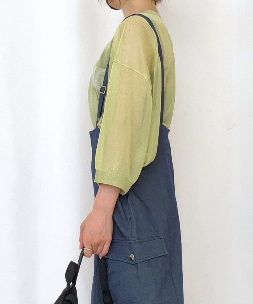 Q(キュー)の「シアーJQロゴニット(ニット/セーター・レディース・ホワイト/ライム/ブルー・MEDIUM)」の9枚目の写真