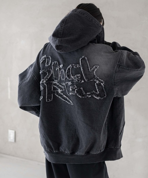 WEGO/【25年春夏新作】ヴィンテージウォッシュBIGフードブルゾン