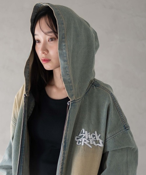 Goa デニム ビッグフードZIPジャケット ヴィンテージ　フリー 中古・古着通販】goa (ゴア) デニムビックフードジャケット