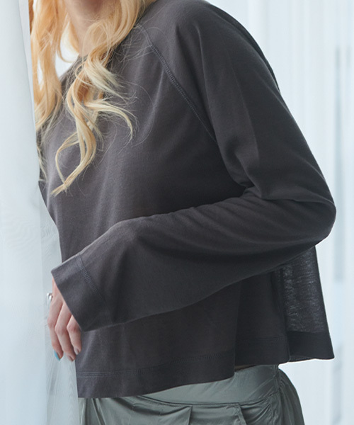 LUKU nari(ルクナーリ)の「シアーラグランLST(Tシャツ/カットソー・レディース・モカ/オフホワイト/ブラック・F)」の12枚目の写真