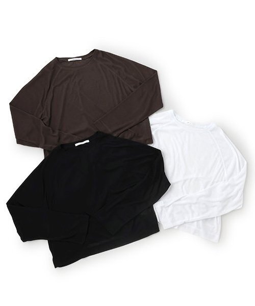 LUKU nari(ルクナーリ)の「シアーラグランLST(Tシャツ/カットソー・レディース・モカ/オフホワイト/ブラック・F)」の4枚目の写真