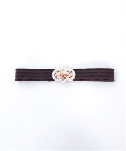 axes femme POETIQUE（アクシーズファムポエティック）の「ガトー・フレーズゴムベルト（ベルト・レディース・ブラウン/キナリ・FREE）」の10枚目の写真