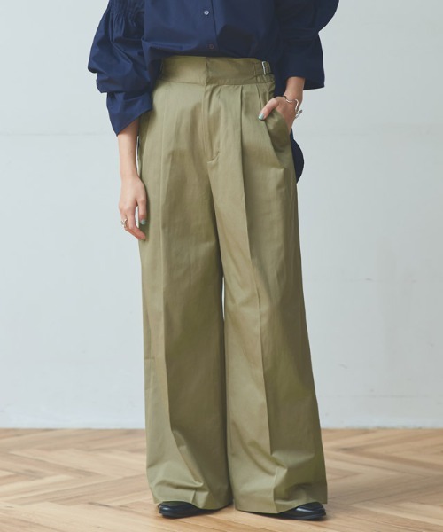 RASW（ラス）の「[RASW]サイドベルトワイドチノパンツ（チノパンツ・レディース・ライトカーキ/ベージュ・M/L）」の3枚目の写真