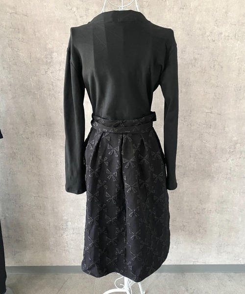 Mejoul（メジュール）の「リボン柄切り替え ドッキング フレア ミドル丈 ワンピース（ワンピース・レディース・ブラック・L/M/S）」の13枚目の写真