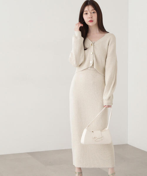 PROPORTION BODY DRESSING（プロポーションボディドレッシング）の「＜Ｅ＞ショートカーデ / 1215177301（ニット/セーター・レディース・グレー/オフホワイト・FREE）」の17枚目の写真