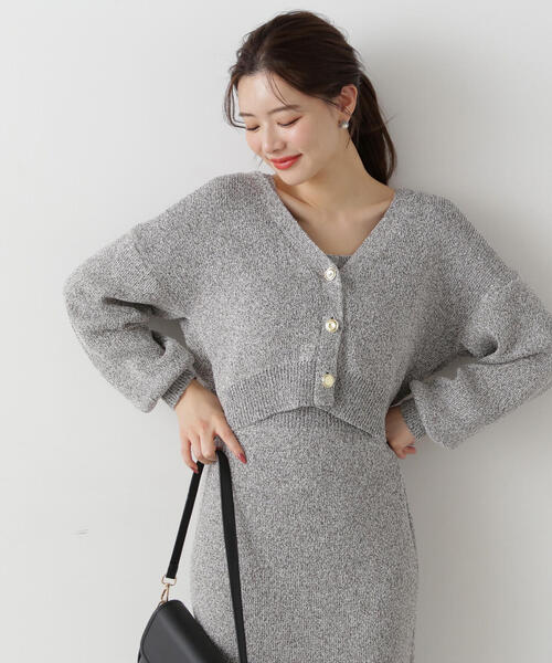 PROPORTION BODY DRESSING（プロポーションボディドレッシング）の「＜Ｅ＞ショートカーデ / 1215177301（ニット/セーター・レディース・グレー/オフホワイト・FREE）」の2枚目の写真