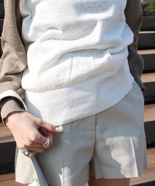 Scrap Book（スクラップブック）の「【NOTHING WRITTEN】MICRO-COTTON CHINO SHORTS（その他パンツ・レディース・ブラック/ベージュ・M）」の4枚目の写真