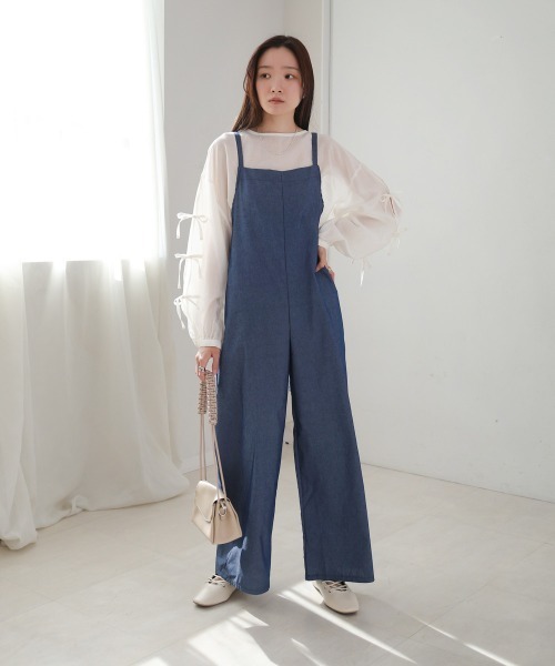 Bab（バブ）の「袖リボンシアーブラウス（シャツ/ブラウス・レディース・チャコールグレー/ブルー/ベージュ/アイボリー・M）」の13枚目の写真