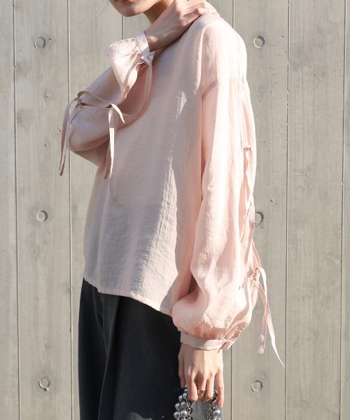 Bab バブ 袖リボン シアーブラウス BAB Bab バブ 袖リボン シアーブラウス : shami-dau - 通販