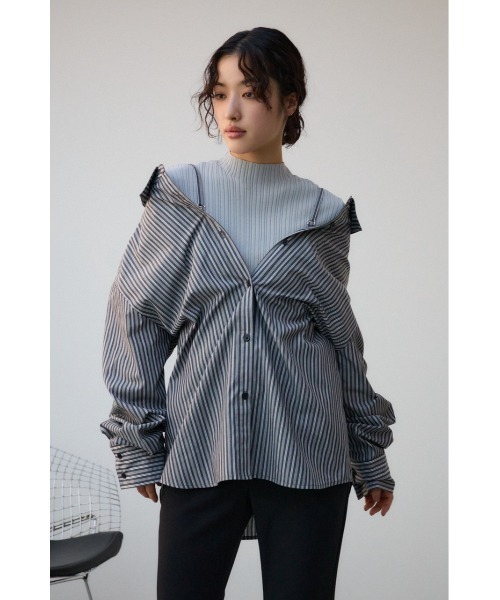 AZUL by moussy（アズールバイマウジー）の「3WAYデザインシャツ（シャツ/ブラウス・レディース・ブルー系その他/ブラック系その他/ピンク系その他・FREE）」の5枚目の写真