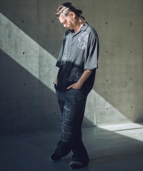 ADAM PATEK(アダムパテック)の「ADAMPATEK/mad embroidery short sleeve shirt/刺繍入りドレープ半袖シャツ(シャツ/ブラウス・メンズ・ホワイト/ブラック・1/2)」の15枚目の写真