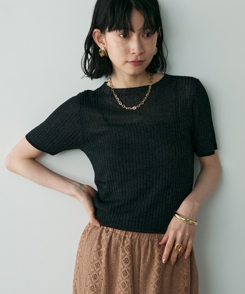sheller シェリエ ハーフスリーブ　タートル　ニット 星刺繍タートルニット｜JENNE(ジェンヌ)公式通販：パリジェンヌ