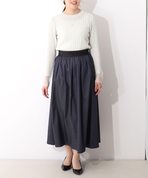 MICO COULIER（ミコクリエ）の「【オケージョン対応】グロッシーツイルスカート（スカート・レディース・オリーブ/ライトパープル/ネイビー・36/38）」の8枚目の写真