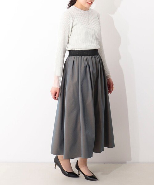 MICO COULIER（ミコクリエ）の「【オケージョン対応】グロッシーツイルスカート（スカート・レディース・オリーブ/ライトパープル/ネイビー・36/38）」の11枚目の写真