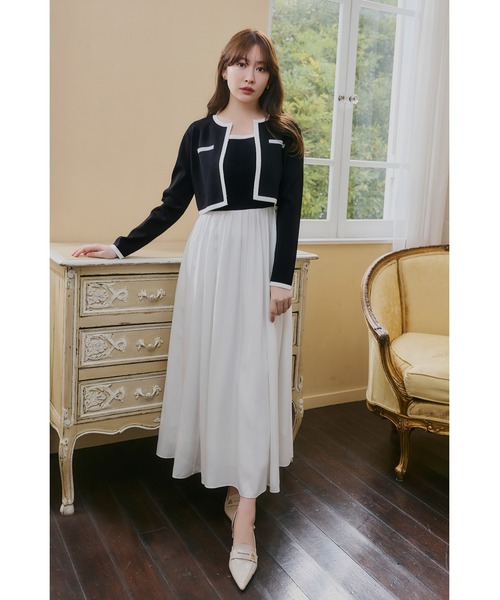 Her lip to(ハーリップトゥー)の「Bicolor Knit Dress Set(ワンピース・レディース・ネイビー/ピンク系/ブラック/ブルー系・S/M)」の2枚目の写真