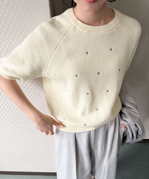 URBAN RESEARCH DOORS(アーバンリサーチドアーズ)の「ラメドット刺繍ニット(ニット/セーター・レディース・ネイビー/ホワイト系その他・MEDIUM)」の9枚目の写真