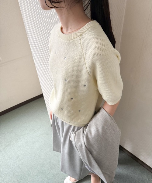 URBAN RESEARCH DOORS(アーバンリサーチドアーズ)の「ラメドット刺繍ニット(ニット/セーター・レディース・ネイビー/ホワイト系その他・MEDIUM)」の14枚目の写真