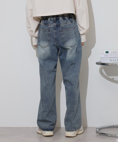 FUNALIVE(ファンアライブ)の「.worksデニムワイドパンツ(デニムパンツ・レディース・ダークグレー/サックスブルー・M-Regular/L-Regular/M-Long/L-Long)」の3枚目の写真