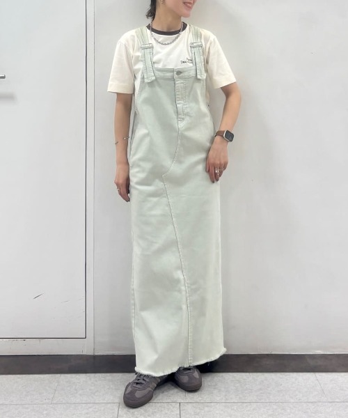 Healthy denim（ヘルシーデニム）の「◆【Healthy Denimコラボ】アイラインサロペット（ジャンパースカート・レディース・ブルー/ライトグリーン・MEDIUM）」の21枚目の写真