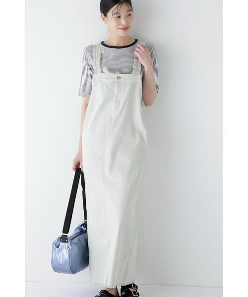 Healthy denim（ヘルシーデニム）の「◆【Healthy Denimコラボ】アイラインサロペット（ジャンパースカート・レディース・ブルー/ライトグリーン・MEDIUM）」の4枚目の写真