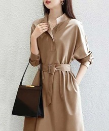 Forcement（フォースメント）の「スタンドカラースキッパーシャツワンピース（シャツワンピース）」